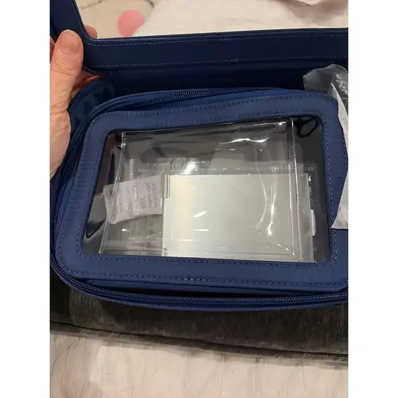 GloTECH 3 piece Cosmetic Bag Duo+Mirror, Blue - Picture 4 of 4